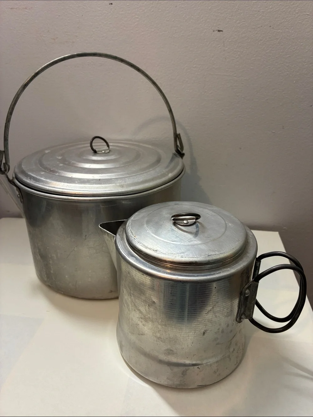 Aluminum Tea Kettle and Stock Pot Set - Silver